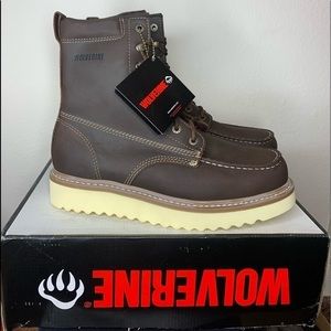 NWT Mens Wolverine Loader 8”‎ Soft Toe Brown Brun Boots Sz 9.5 Extra Wide